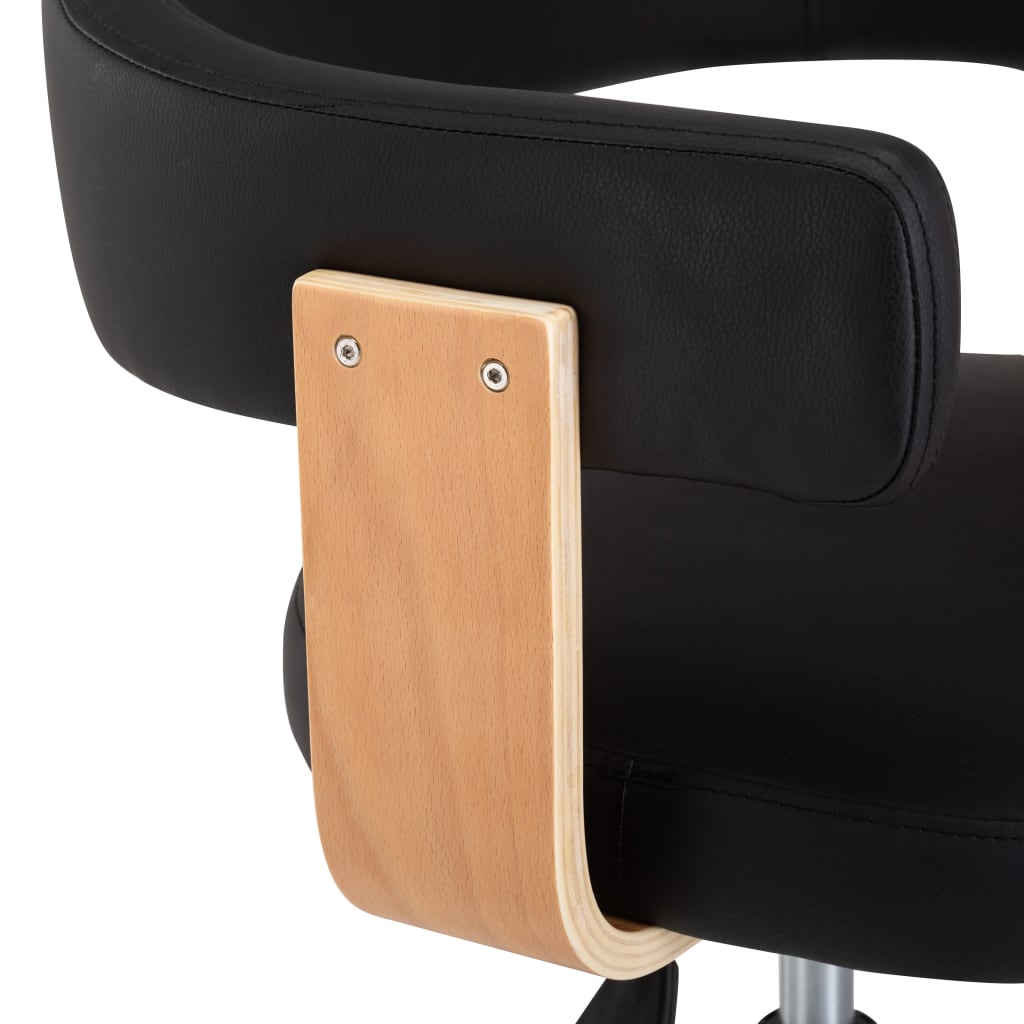 Chaise pivotante de bureau Noir Bois courbé et similicuir Chaises de bureau vidaXL   