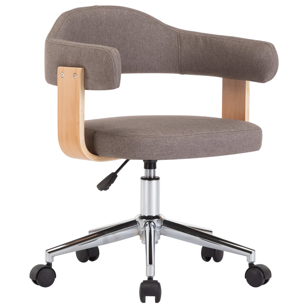 Chaise pivotante de bureau Taupe Bois courbé et tissu Chaises de bureau vidaXL   