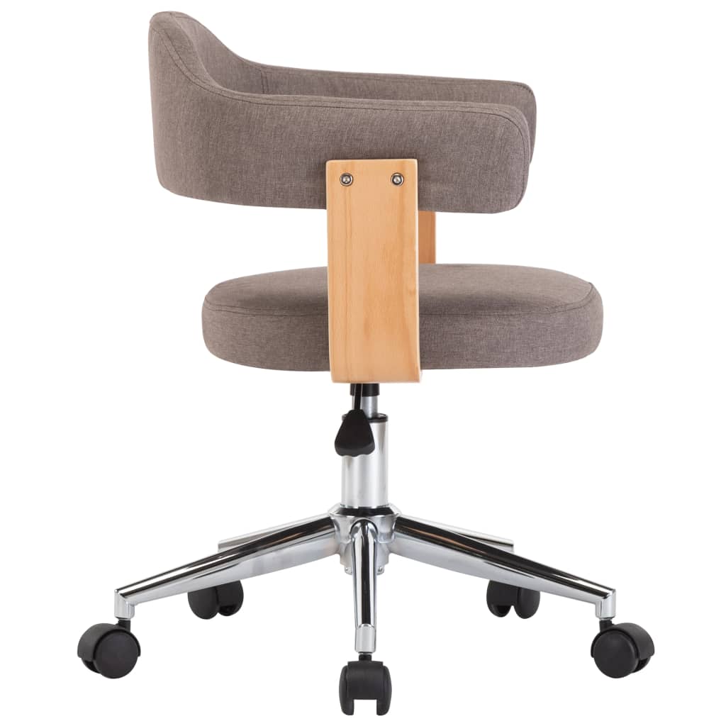 Chaise pivotante de bureau Taupe Bois courbé et tissu Chaises de bureau vidaXL   