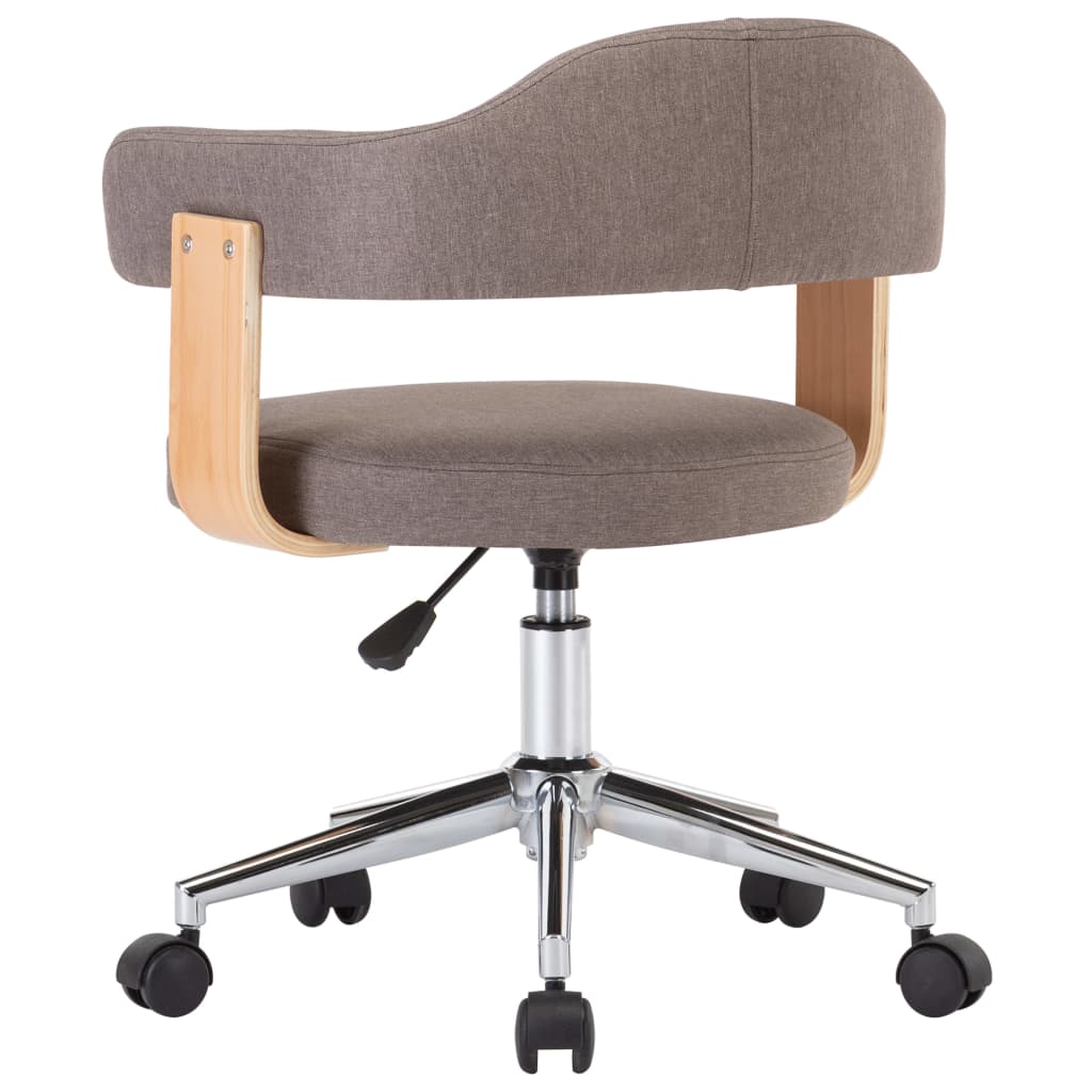 Chaise pivotante de bureau Taupe Bois courbé et tissu Chaises de bureau vidaXL   