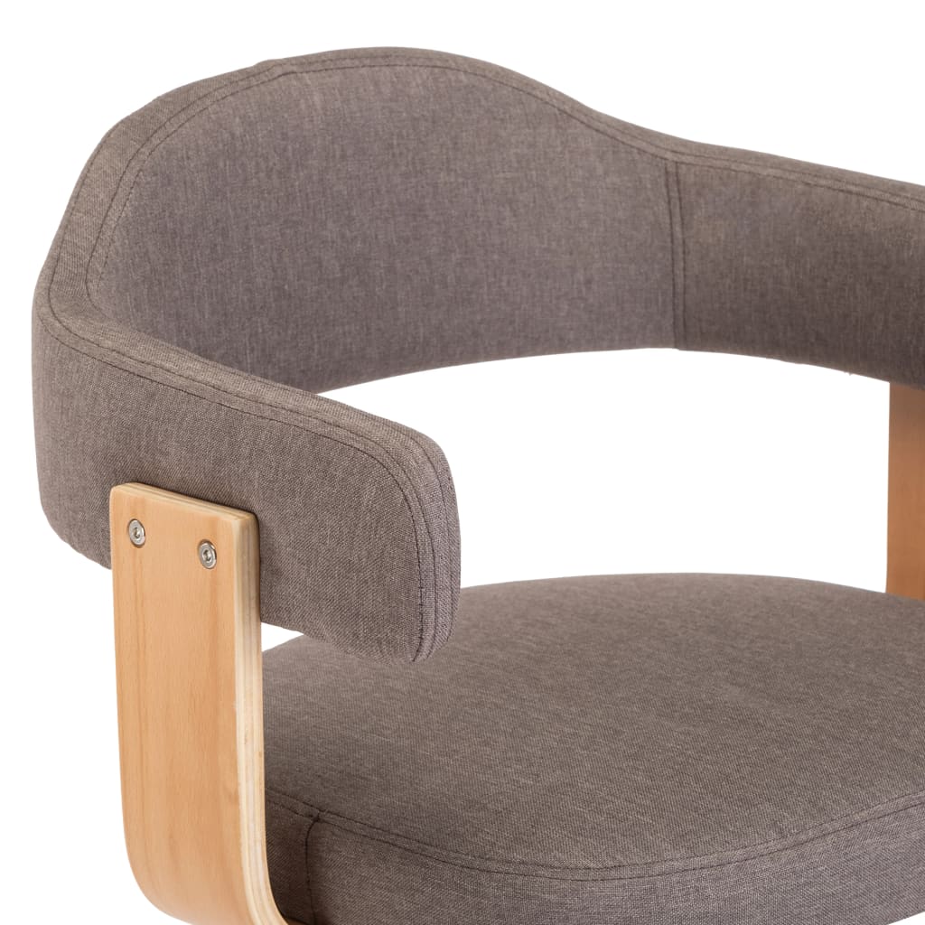 Chaise pivotante de bureau Taupe Bois courbé et tissu Chaises de bureau vidaXL   