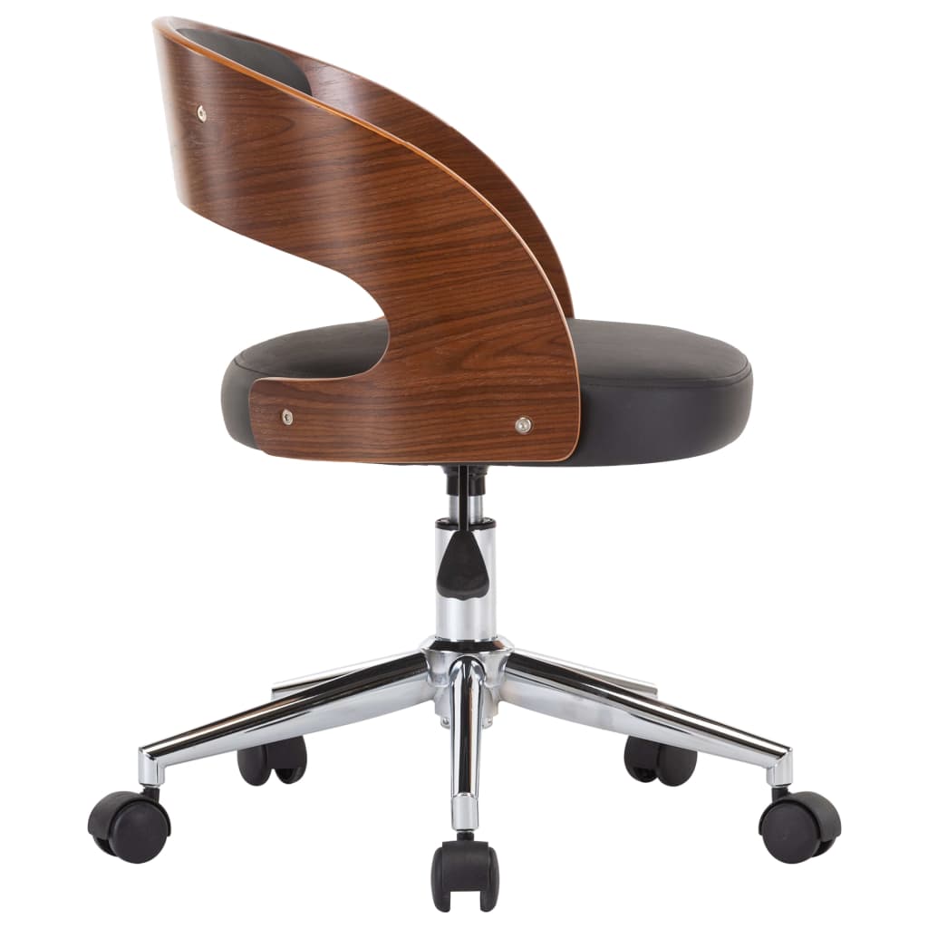 Chaise pivotante de bureau Noir Bois courbé et similicuir Chaises de bureau vidaXL   