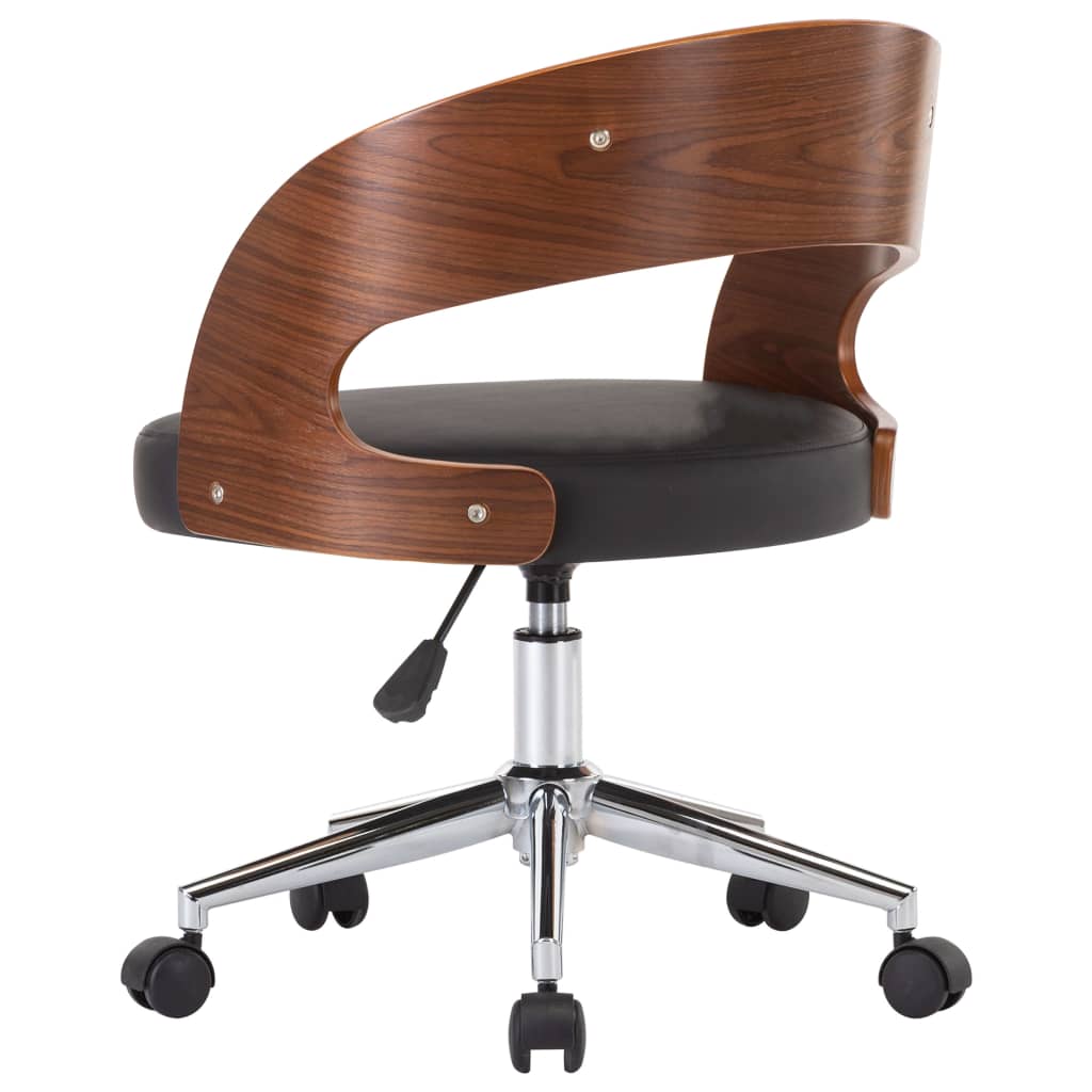 Chaise pivotante de bureau Noir Bois courbé et similicuir Chaises de bureau vidaXL   