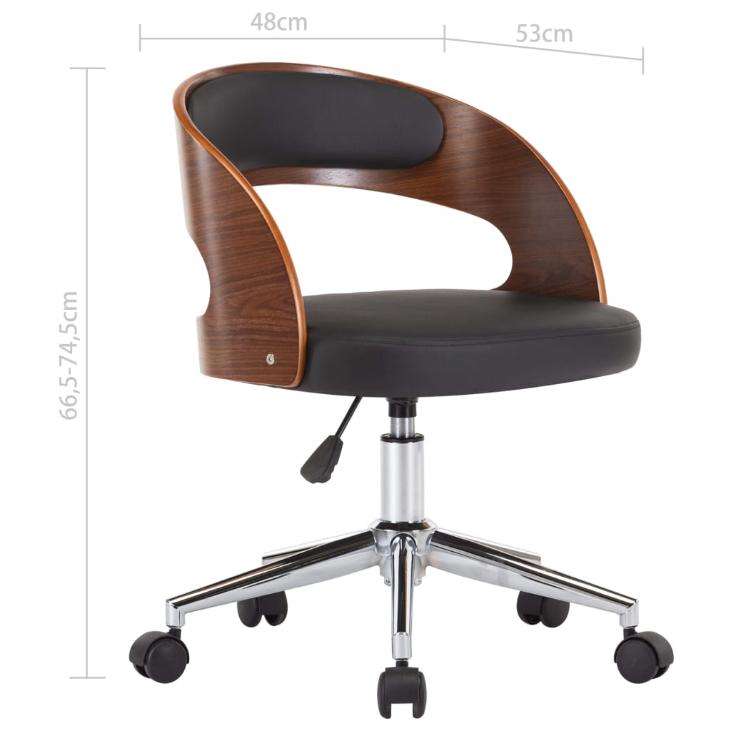 Chaise pivotante de bureau Noir Bois courbé et similicuir Chaises de bureau vidaXL   