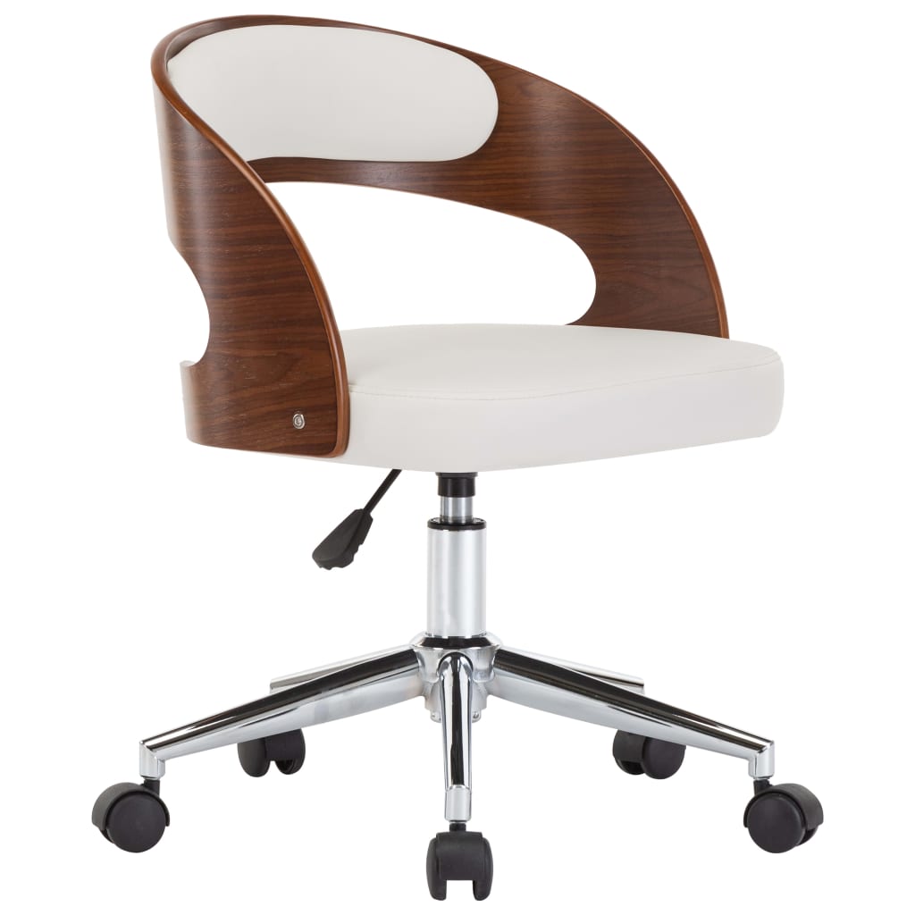 Chaise pivotante de bureau Blanc Bois courbé et similicuir Chaises de bureau vidaXL   