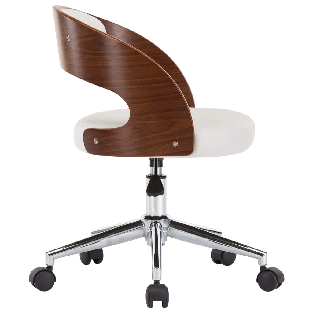 Chaise pivotante de bureau Blanc Bois courbé et similicuir Chaises de bureau vidaXL   