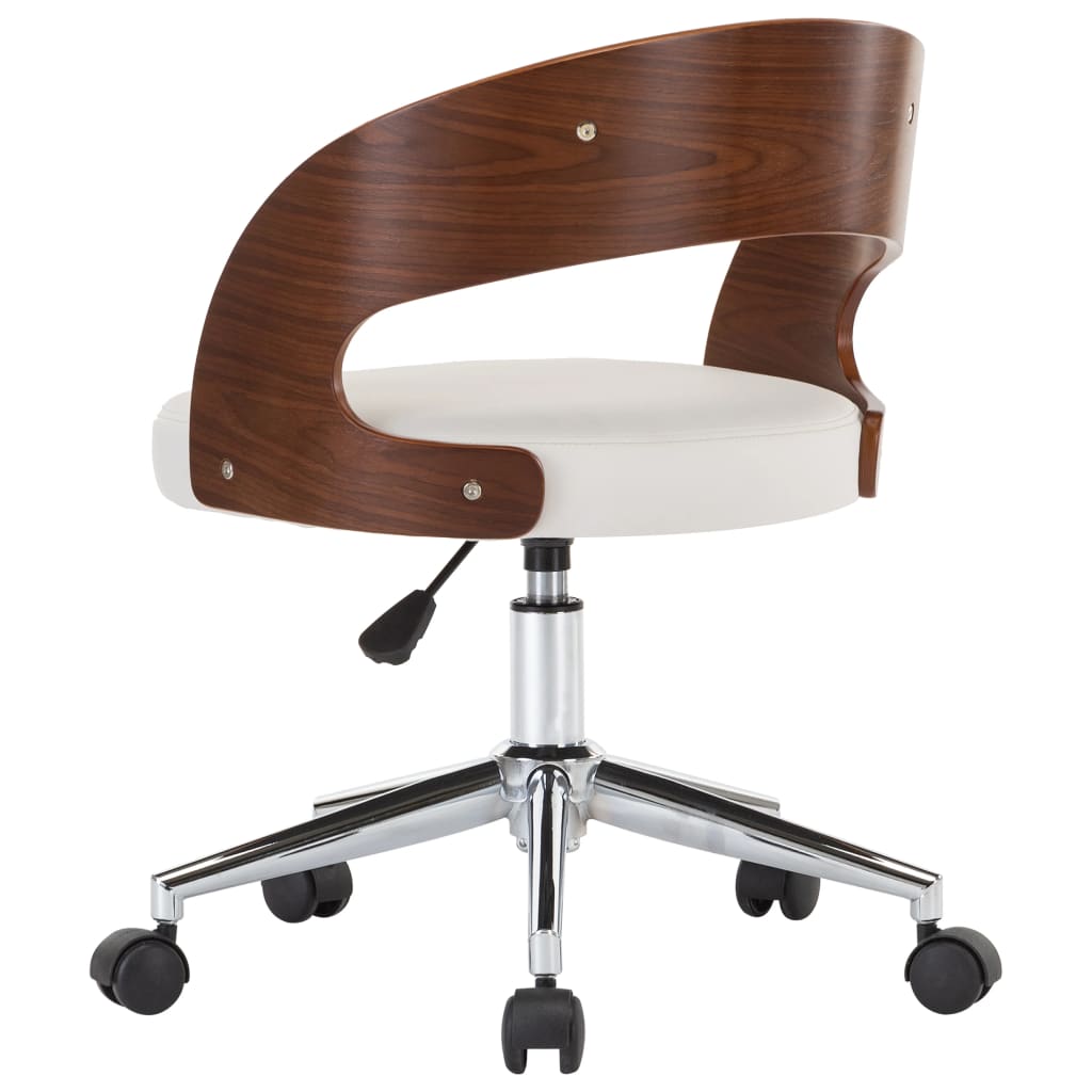 Chaise pivotante de bureau Blanc Bois courbé et similicuir Chaises de bureau vidaXL   