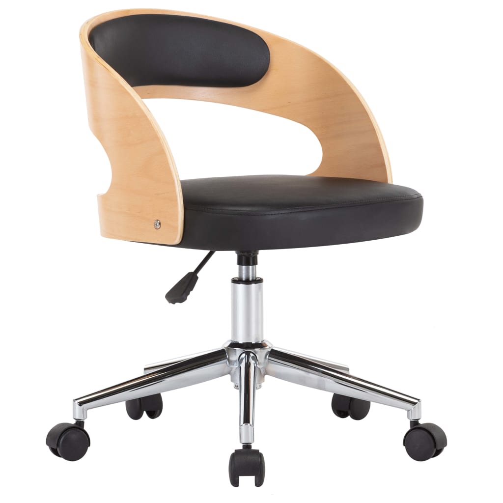 Chaise pivotante de bureau Noir Bois courbé et similicuir Chaises de bureau vidaXL   