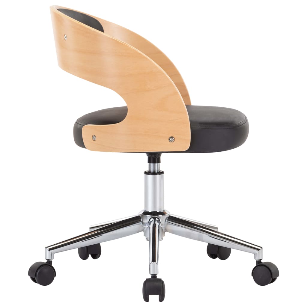 Chaise pivotante de bureau Noir Bois courbé et similicuir Chaises de bureau vidaXL   