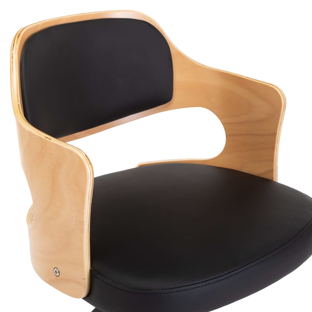 Chaise pivotante de bureau Noir Bois courbé et similicuir Chaises de bureau vidaXL   