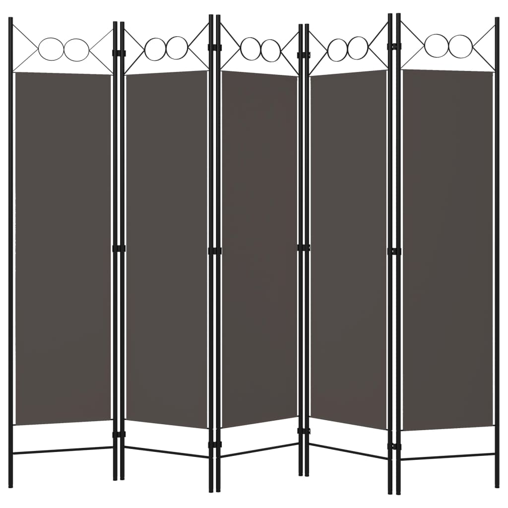 Cloison de séparation 5 panneaux Anthracite 200x180 cm Séparateurs de pièces vidaXL   