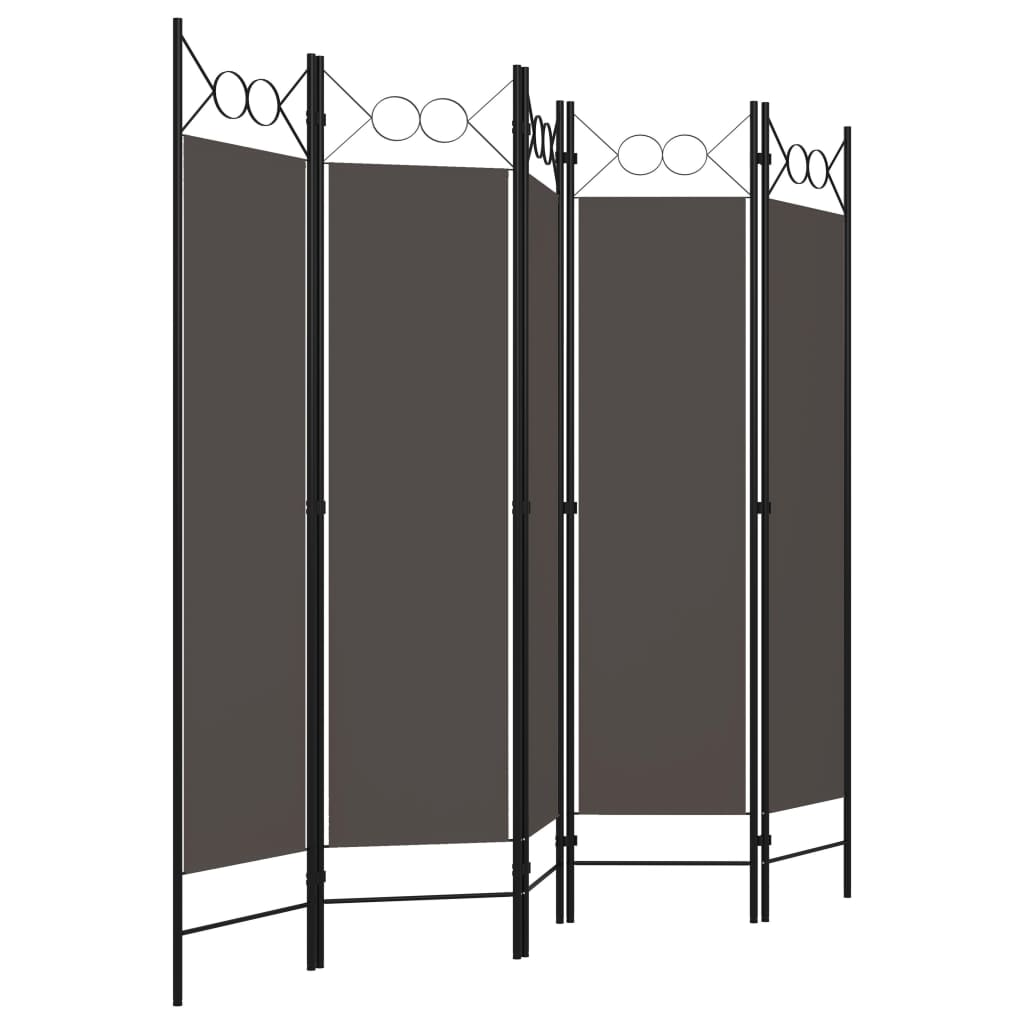 Cloison de séparation 5 panneaux Anthracite 200x180 cm Séparateurs de pièces vidaXL   