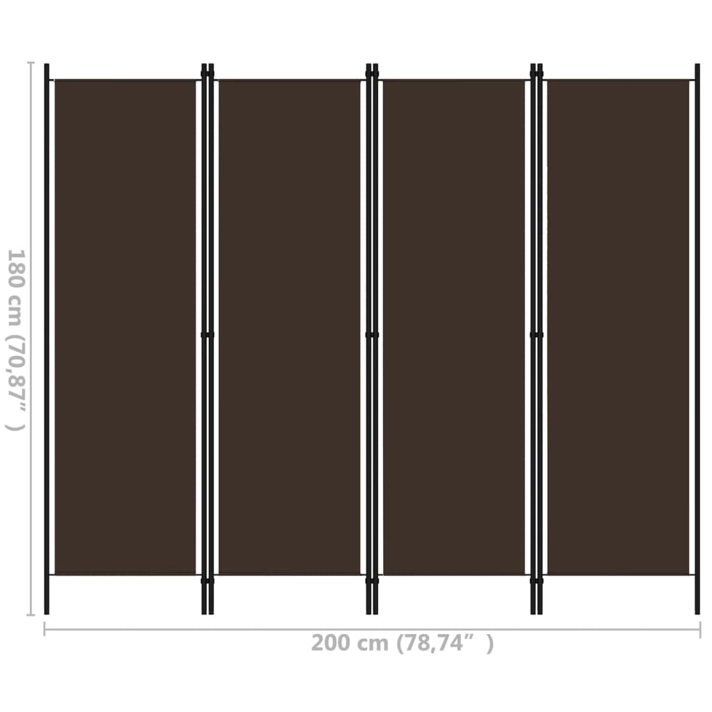 Cloison de séparation 4 panneaux Marron 200x180 cm Séparateurs de pièces vidaXL   