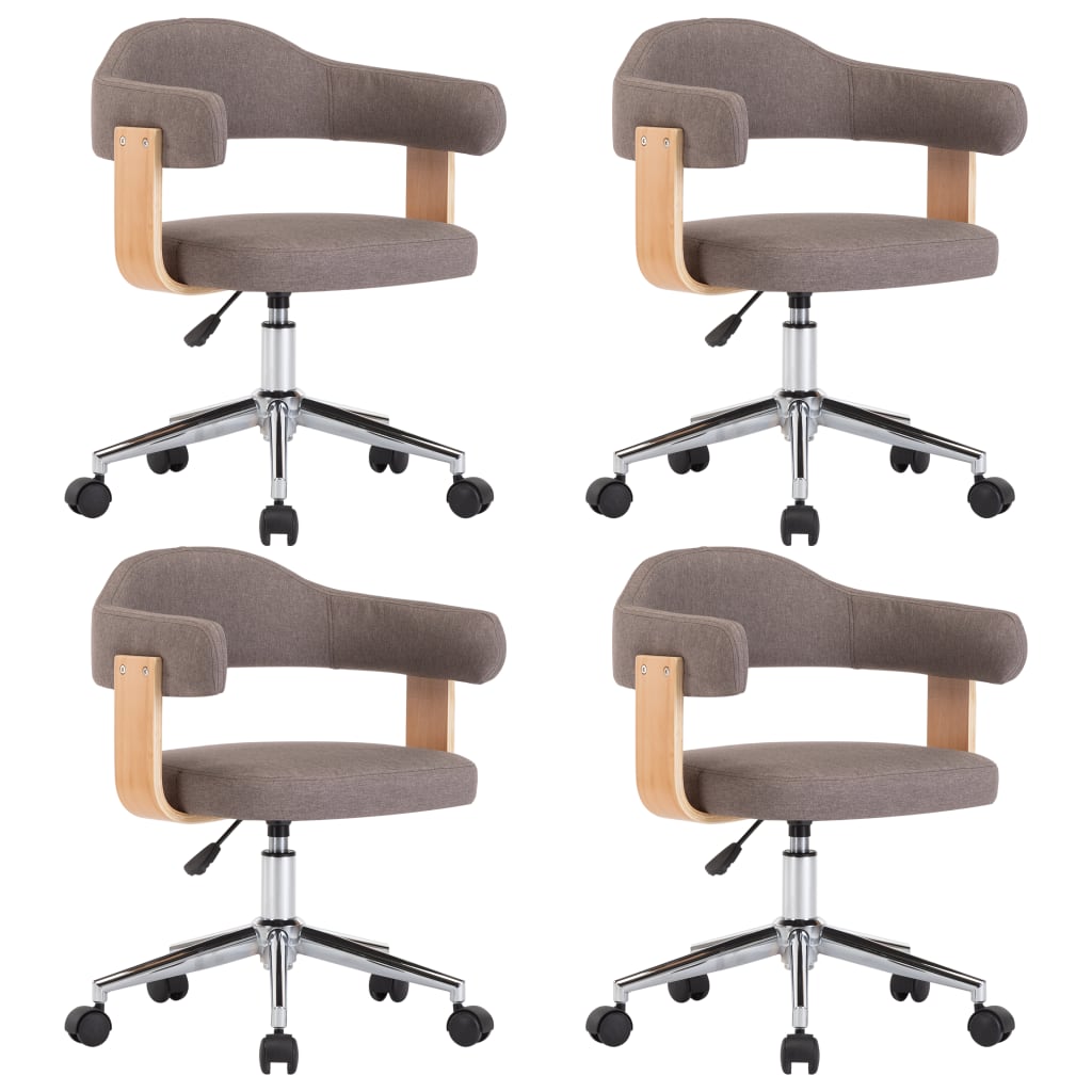 vidaXL Chaises pivotantes à manger lot de 4 taupe bois courbé et tissu - Xios Store SNC