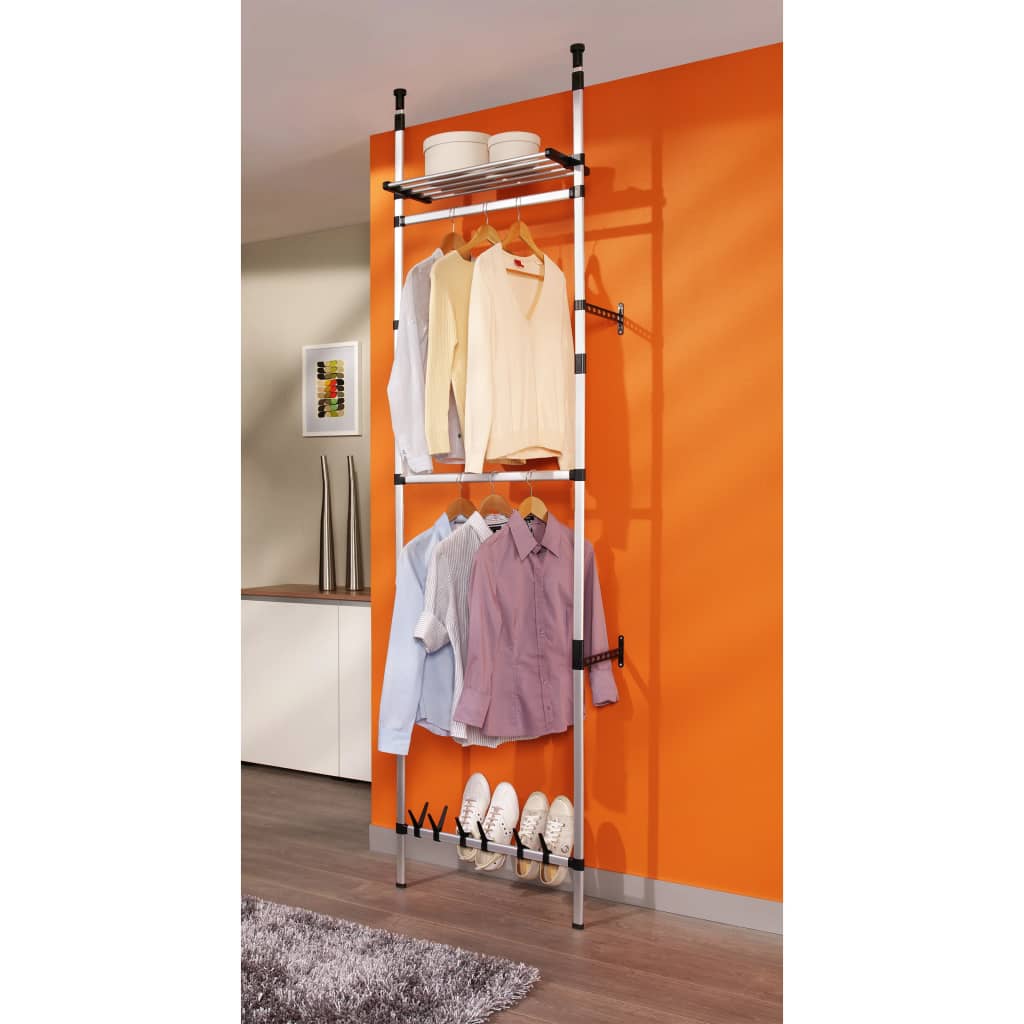 Système de garde-robe télescopique barres et étagère Aluminium Armoires vidaXL   