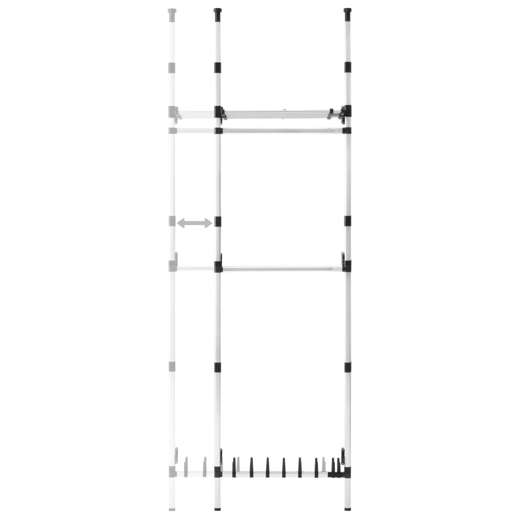 Système de garde-robe télescopique barres et étagère Aluminium Armoires vidaXL   