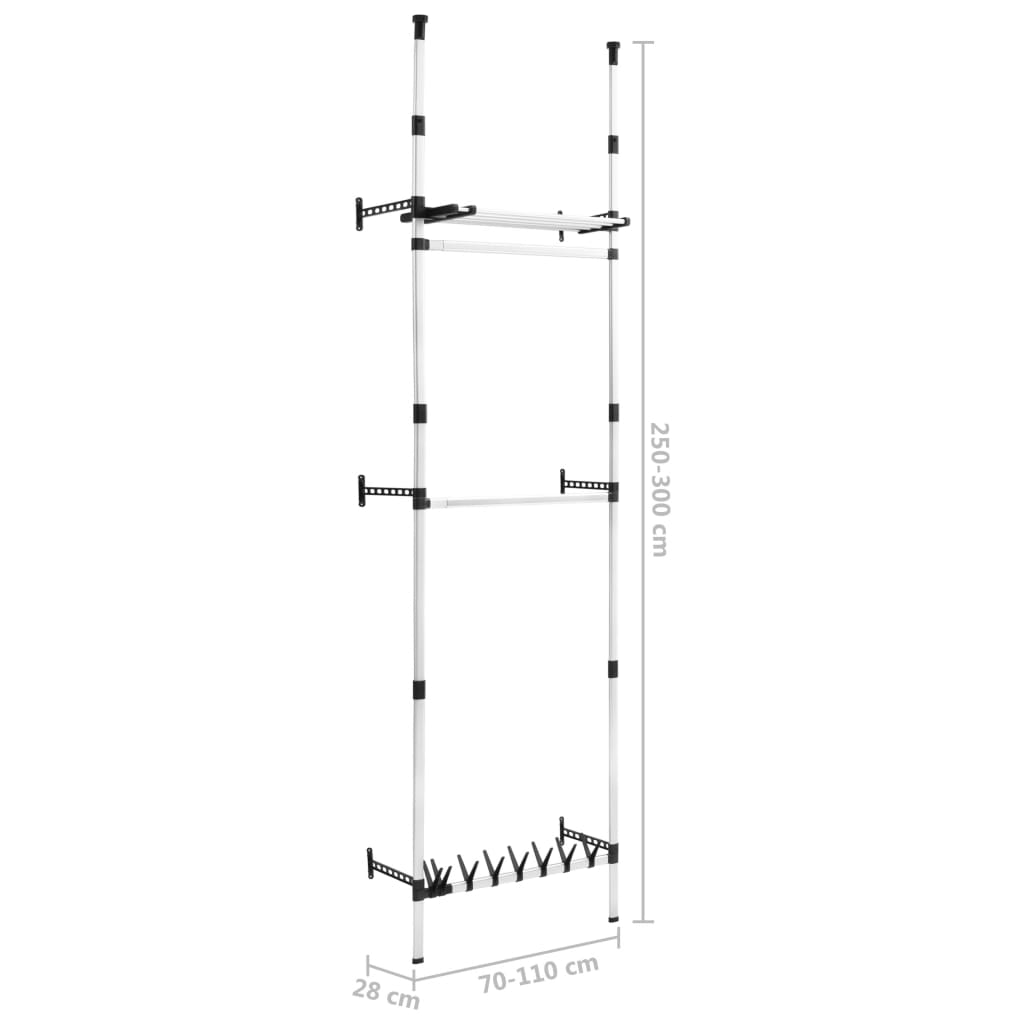 Système de garde-robe télescopique barres et étagère Aluminium Armoires vidaXL   