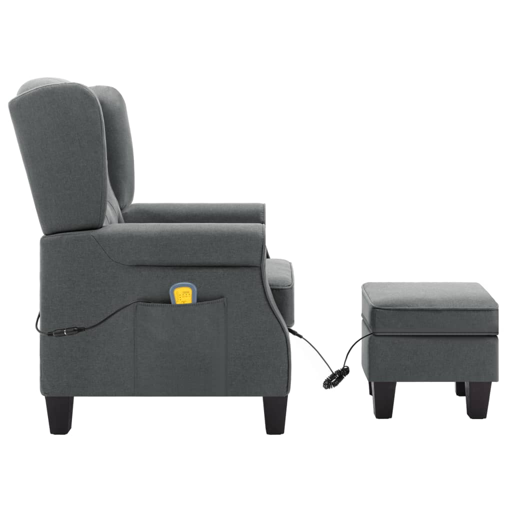 Fauteuil de massage avec repose-pied Gris clair Tissu Fauteuils électriques vidaXL   