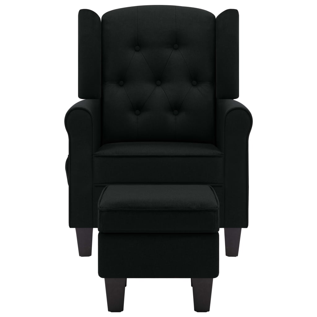 Fauteuil de massage avec repose-pied Noir Tissu Fauteuils électriques vidaXL   