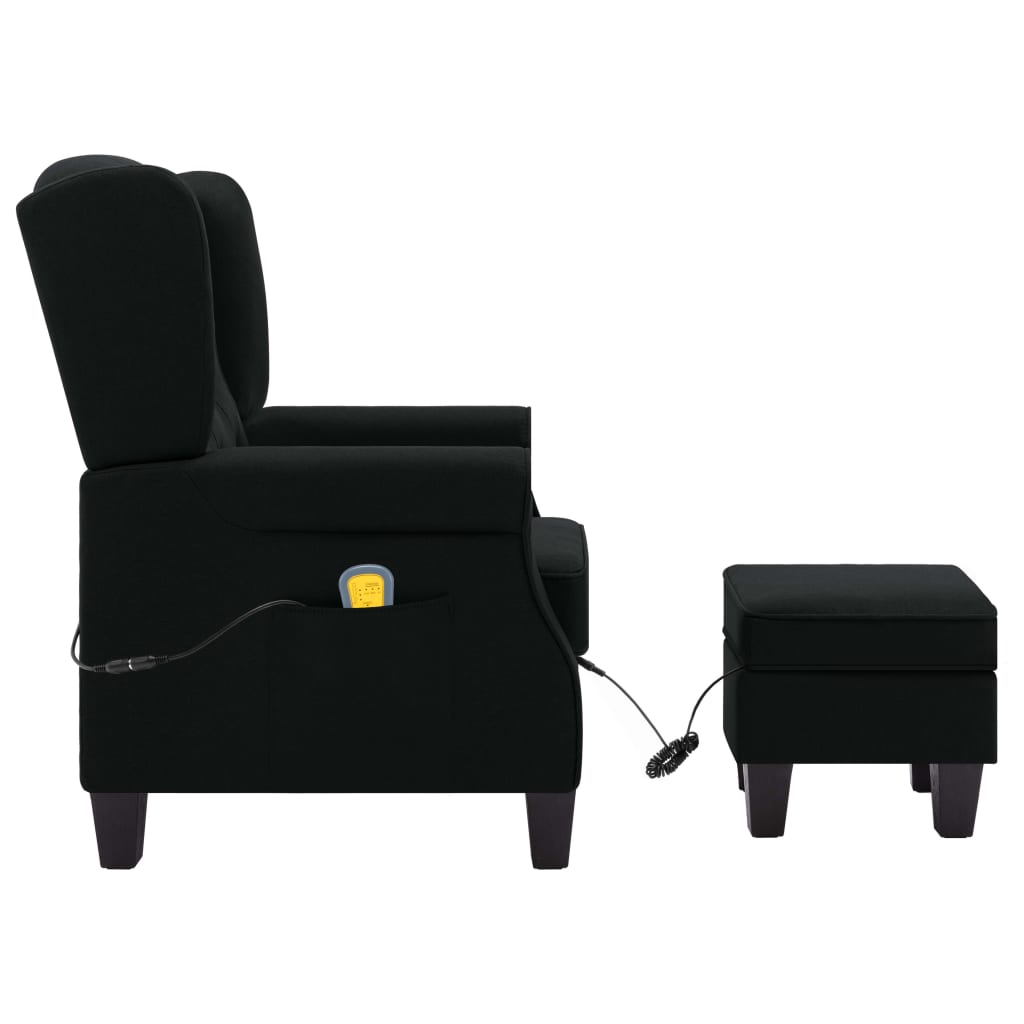 Fauteuil de massage avec repose-pied Noir Tissu Fauteuils électriques vidaXL   