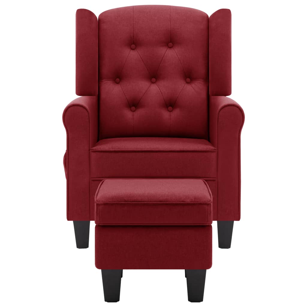 Fauteuil de massage avec repose-pied Rouge bordeaux Tissu Fauteuils électriques vidaXL   