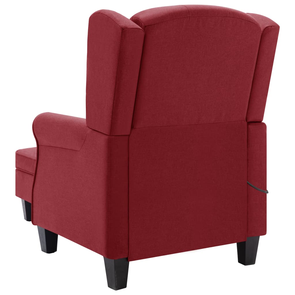 Fauteuil de massage avec repose-pied Rouge bordeaux Tissu Fauteuils électriques vidaXL   