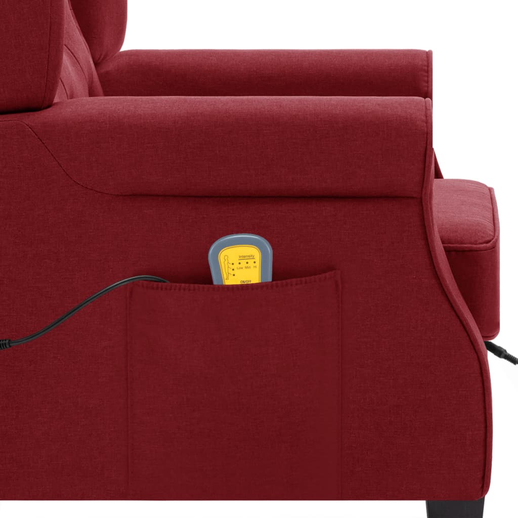 Fauteuil de massage avec repose-pied Rouge bordeaux Tissu Fauteuils électriques vidaXL   