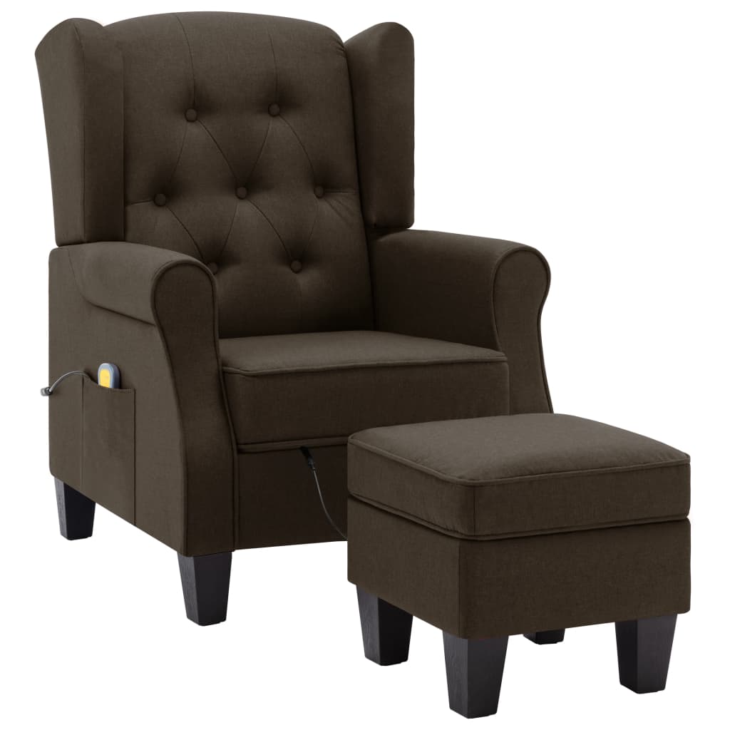 Fauteuil de massage avec repose-pied Marron Tissu Fauteuils électriques vidaXL   