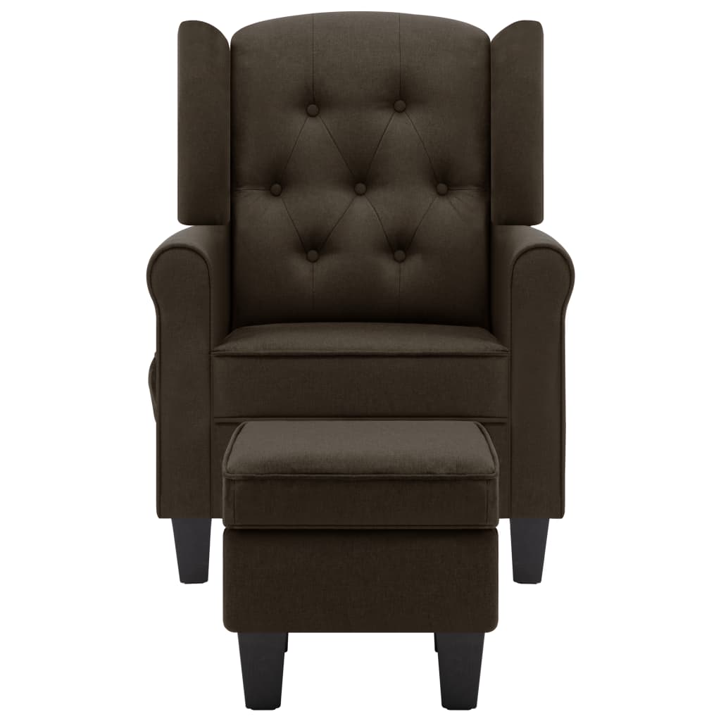 Fauteuil de massage avec repose-pied Marron Tissu Fauteuils électriques vidaXL   