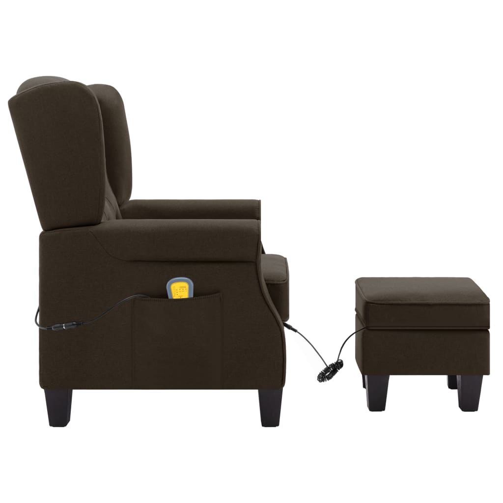 Fauteuil de massage avec repose-pied Marron Tissu Fauteuils électriques vidaXL   