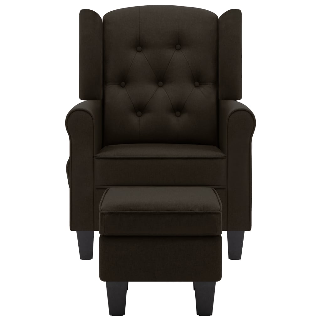 Fauteuil de massage avec repose-pied Marron foncé Tissu Fauteuils électriques vidaXL   