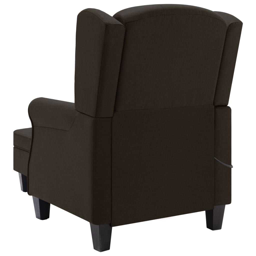 Fauteuil de massage avec repose-pied Marron foncé Tissu Fauteuils électriques vidaXL   