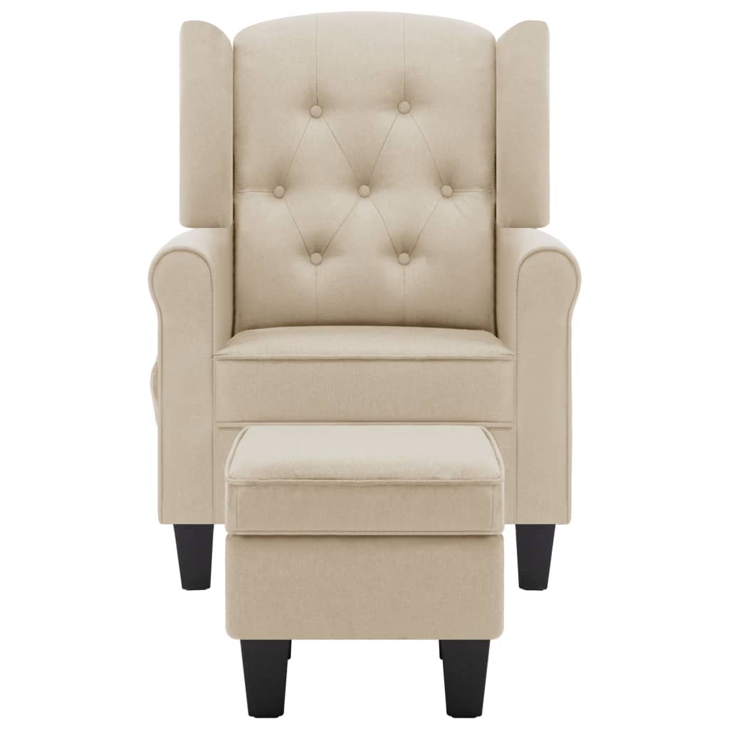 Fauteuil de massage avec repose-pied Crème Tissu Fauteuils électriques vidaXL   