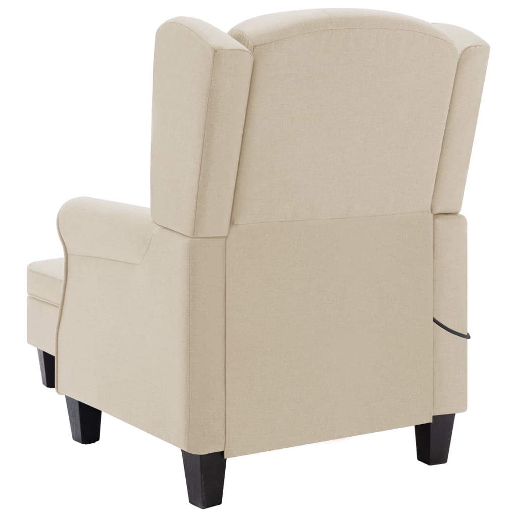 Fauteuil de massage avec repose-pied Crème Tissu Fauteuils électriques vidaXL   