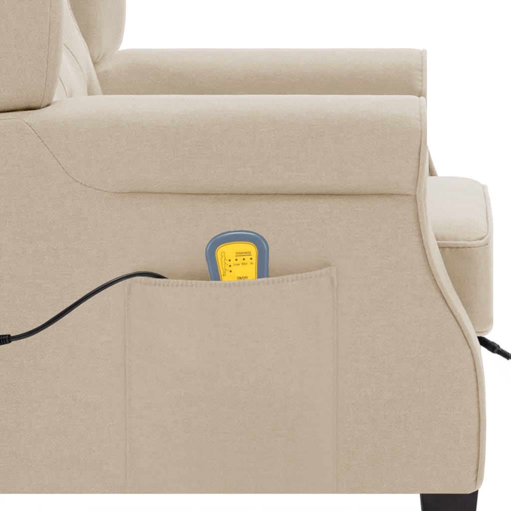 Fauteuil de massage avec repose-pied Crème Tissu Fauteuils électriques vidaXL   