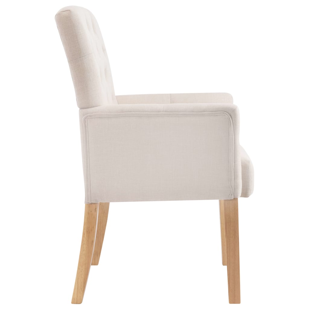 Chaise à manger avec accoudoirs Beige Tissu Chaises de cuisine vidaXL   