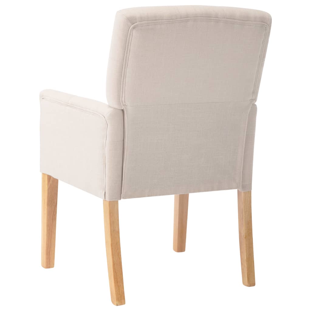 Chaise à manger avec accoudoirs Beige Tissu Chaises de cuisine vidaXL   