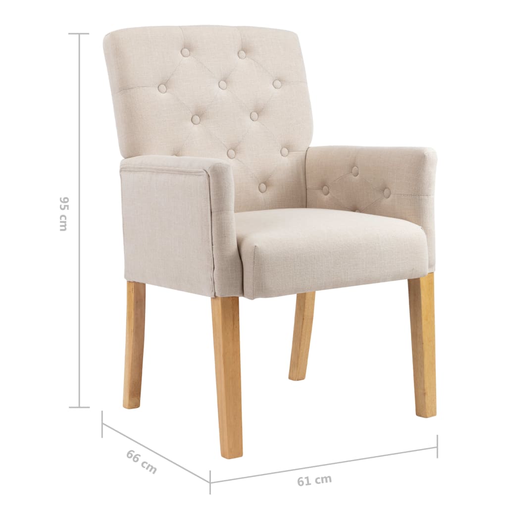 Chaise à manger avec accoudoirs Beige Tissu Chaises de cuisine vidaXL   