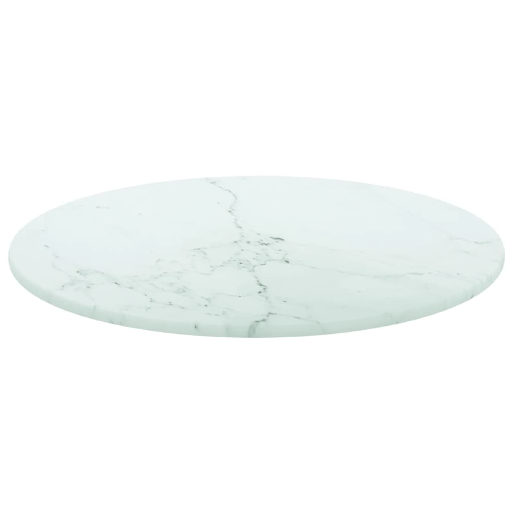 Dessus de table blanc Ø30x0,8cm verre trempé avec design marbre Plateaux de table vidaXL   