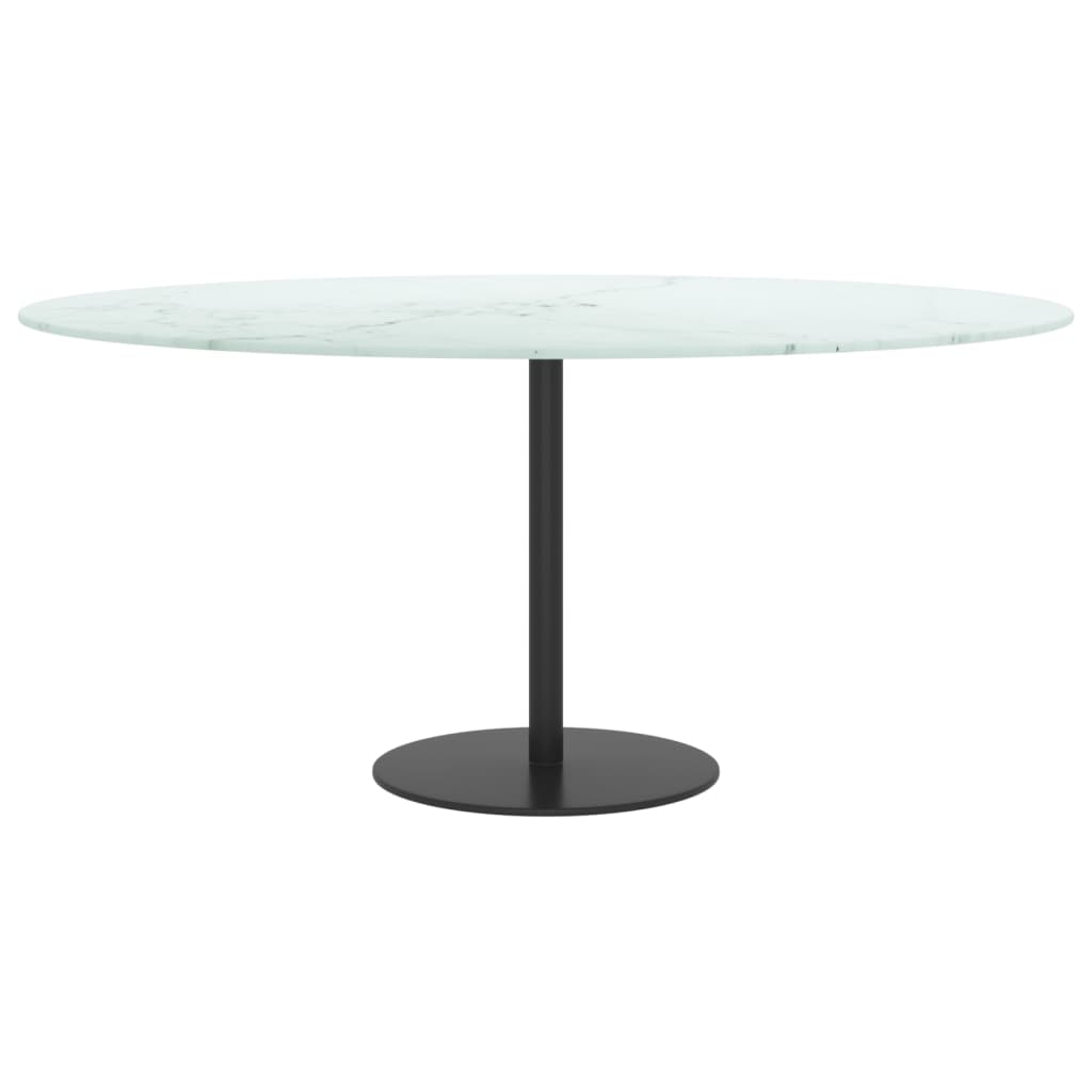 Dessus de table blanc Ø90x1 cm verre trempé avec design marbre Plateaux de table vidaXL