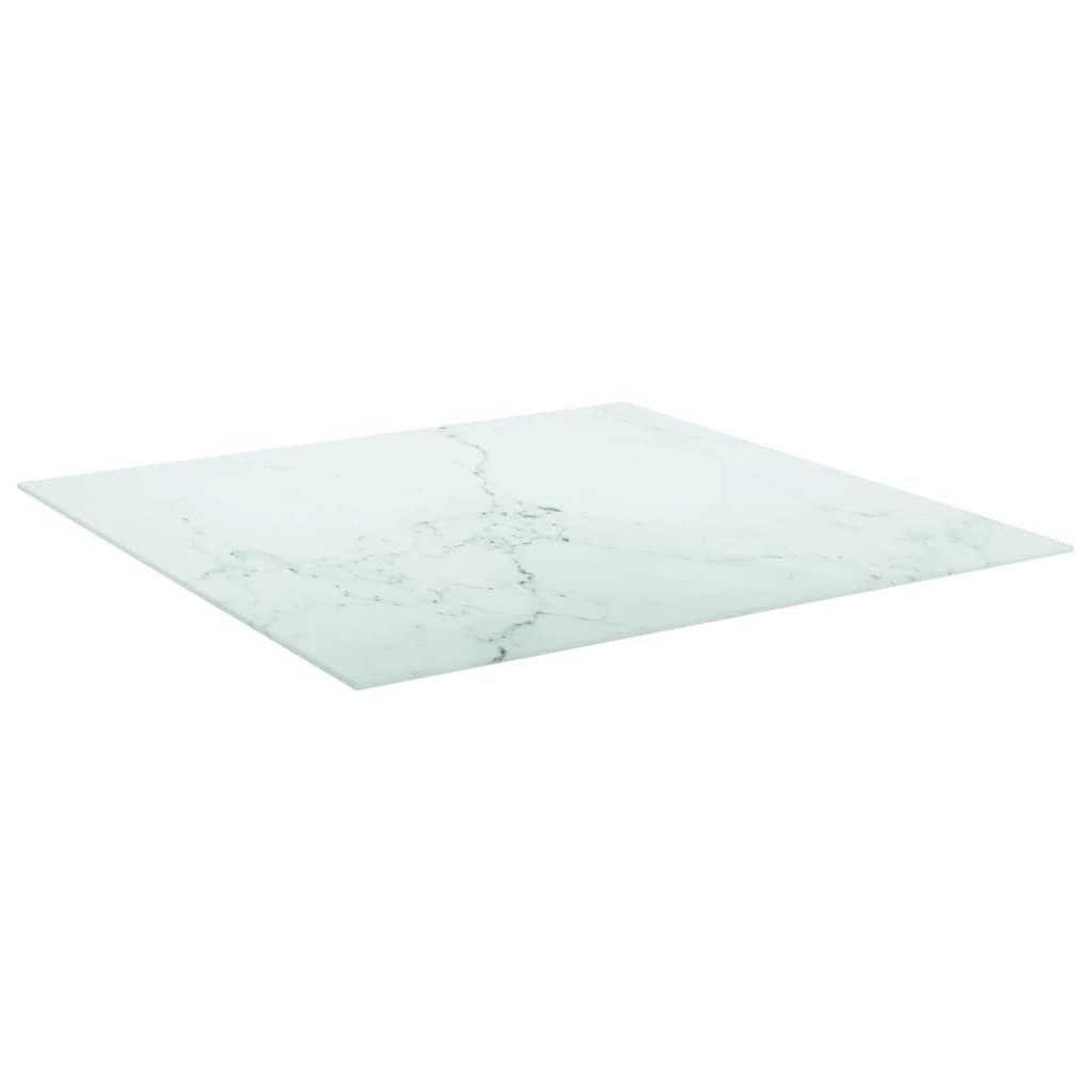 Dessus de table blanc 80x80 cm 6 mm verre trempé design marbre Plateaux de table vidaXL