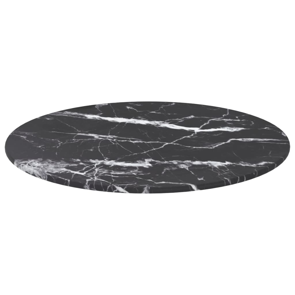 Dessus de table noir Ø40x0,8cm verre trempé avec design marbre Plateaux de table vidaXL   