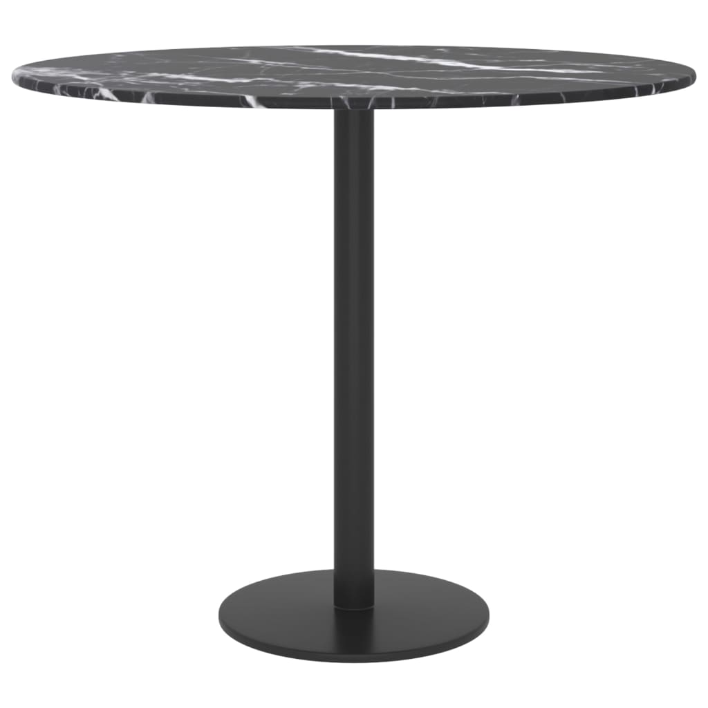 Dessus de table noir Ø50x0,8cm verre trempé avec design marbre Plateaux de table vidaXL   