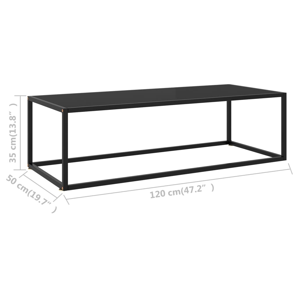 Table basse Noir avec verre noir 120x50x35 cm Tables basses vidaXL   