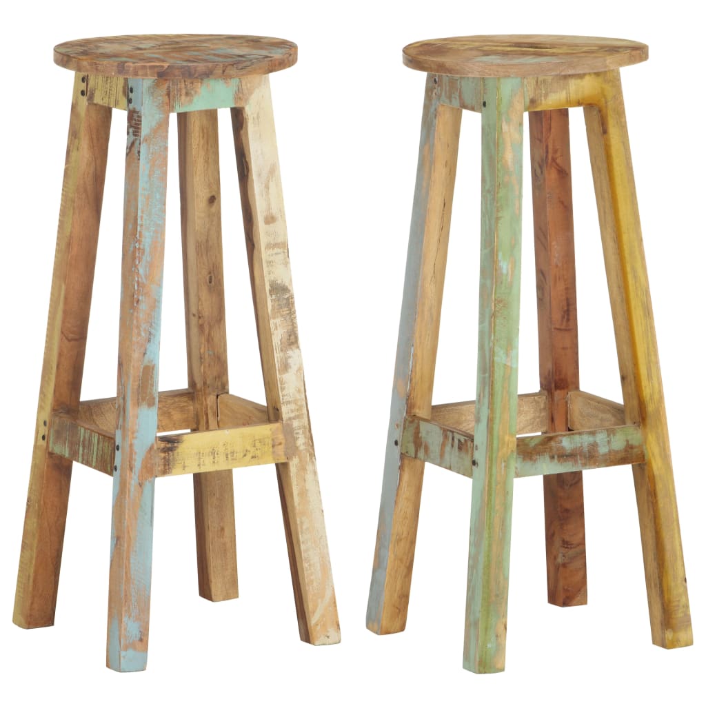 Tabourets de bar lot de 2 bois massif de récupération Tabourets de bar vidaXL