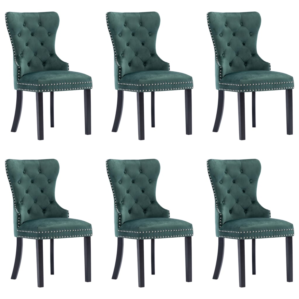 Chaises à manger lot de 6 vert foncé velours Chaises de cuisine vidaXL   