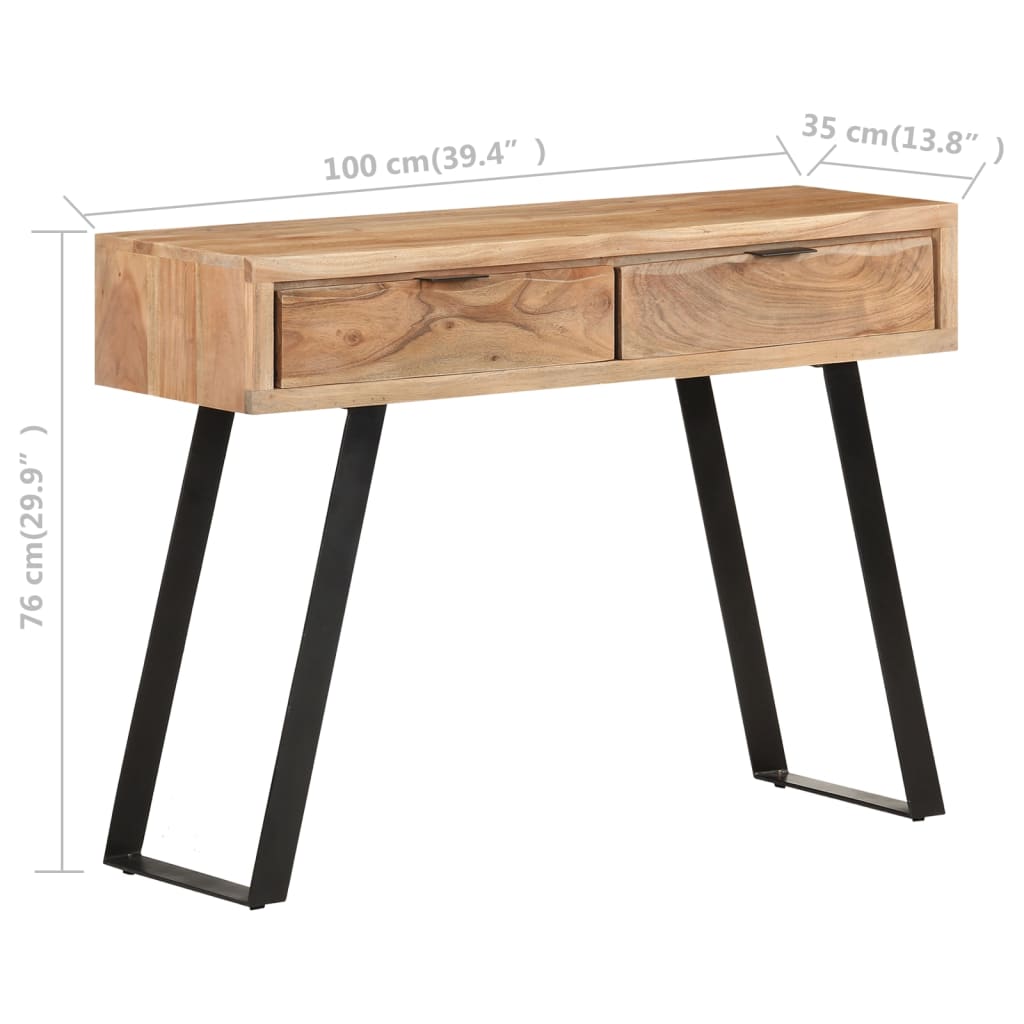 Table console 100x35x76 cm Bois d'acacia avec bord naturel Tables d'appoint vidaXL