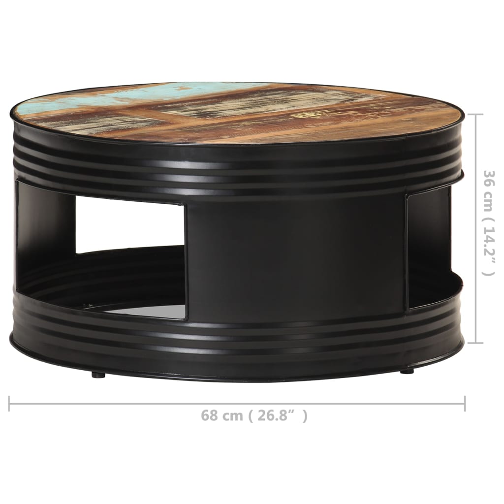 Table basse Noir 68x68x36 cm Bois de récupération massif Tables basses vidaXL   