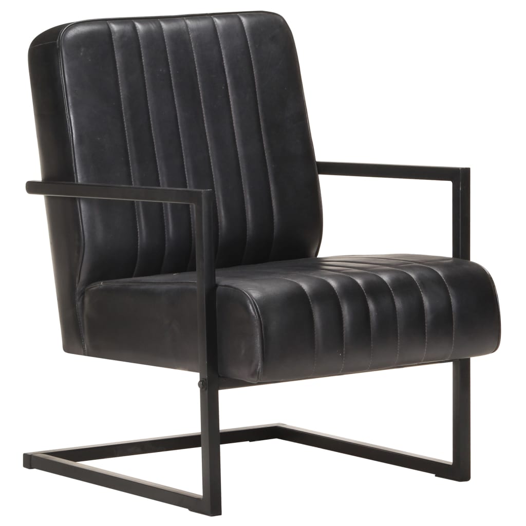 Chaise de canapé cantilever noir cuir véritable - Xios Store SNC