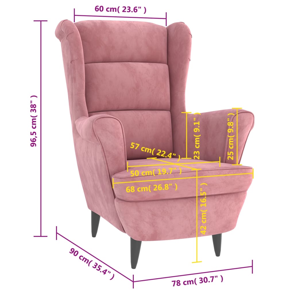 Fauteuil rose velours Fauteuils vidaXL   